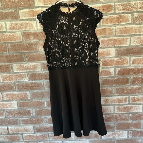 NWT Altar’d State Black High Neck Lace Cocktail Dress Large - Picture 1 of 9